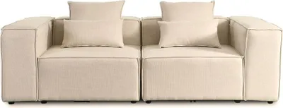 Produktbild von HOME DELUXE - Sofa VERONA - Beige, Größe: S - ca. 240 x 70 x 120 cm, Sitzhöhe: 46 cm, Sitztiefe: 80 cm, inkl. Kissen I Modulares Sofa Modulsofa Ecksofa Wohnlandschaft