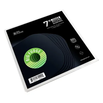 Produktbild von BIG FUDGE Vinyl Schallplatten Hüllen - 7 Inch x 50 Stück - Extra Starke & Säurefreie Schwarze Innenhüllen Edition - Dünne Antistatische Inner Sleeves