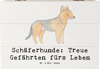 Produktbild von Mr. & Mrs. Panda Box Schäferhund Gefährten 22 x 15 cm - Weiß - Geschenk, Kiste mit Deckel, treuer Begleiter, geschenkkiste, Hunderassen Vielfalt, Charakter, Geschenkbox