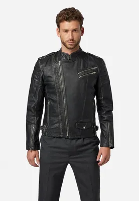 Produktbild von Herren Lederjacke Bikerjacke Ricano REWARD – Schwarz / XL