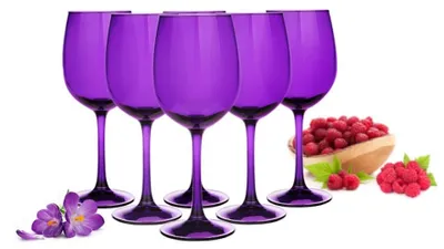 Immagine prodotto di Set di 6 bicchieri da vino - capacità 300 ml, colore viola