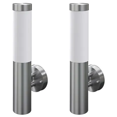 Image de 2 appliques murales cylindriques en acier inoxydable