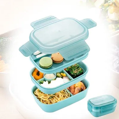 Produktbild von Lunchbox für Kinder und Erwachsene, Premium Bento Box 1900ml, mit Besteck für Picknick, Arbeit, Schule