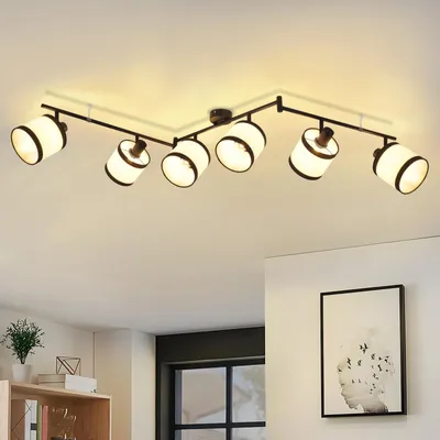Zdjęcie produktu dla ZMH reflektor sufitowy 6 płomieni lampa sufitowa czarna - lampa sufitowa E14 retro spoty sufitowe tkanina salon obrotowy 350° do sypialni kuchnia gabinet biuro (bez żarówki)