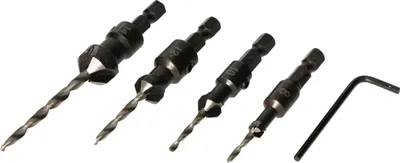 Obrázok produktu pre KOTARBAU® Sada kombinovaných vrtákov s centrovacím hrotom, HSS, 4 kusy, 8-14 mm, na drevo, s nastaviteľnou hĺbkou vŕtania