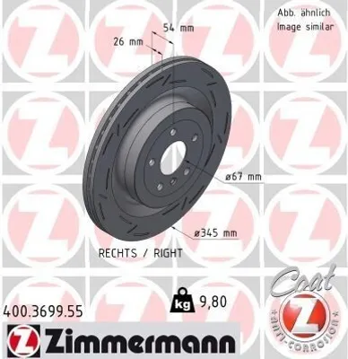 Produktbild von ZIMMERMANN Bremsscheibe Hinten Rechts passend für MERCEDES-BENZ M-Klasse (W166) 345mm 400.3699.55