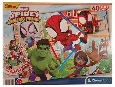 Produktbild von Clementoni 97994 - Disney Junior Marvel - Spidey and his Amazing Friends - Boden-Puzzle, 40 Teile, 100 x 70 cm, für Kinder ab 3 Jahren