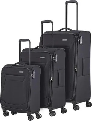 Productafbeelding van Zachte bagagetrolleyset met 4 wielen - Handbagage & Reistassen Set (L/M/S)
