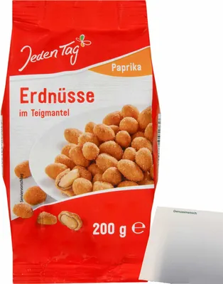 Produktbild von Jeden Tag Erdnüsse im Teigmantel Paprika (200g Packung) + usy Block