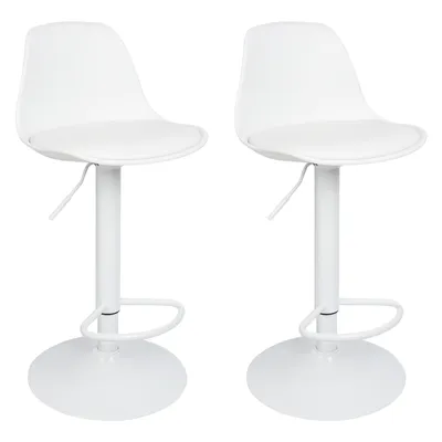 Produktbild von 2er-Set Barhocker Barstuhl höhenverstellbar Bistrohocker drehbar mit Rückenlehne und Fußstütze weiß