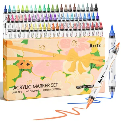 66 Acrylmarker Doppelspitze wasserfest für Stein Holz Leinwand