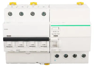 Produktbild von Miniatur-Leistungsschalter PA66, flammhemmendes Gehäuse 4P und N mit Auslaufschutzzubehör AC400V 10A
