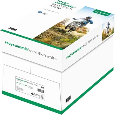 Produktbild von inapa Recycling-Papier, Druckerpapier Recyconomic evolution white, 80 g/m ², A4, 5x500 Blatt, weiß