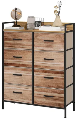 Produktbild von Kommode mit 8 herausnehmbaren Stoffschubladen, Ablagefach und Stahlgestell, 79 x 29 x 101 cm (L x B x H)