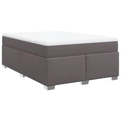 Zdjęcie produktu dla vidaXL Łóżko sprężynowe z materacem szare 160x200 cm imitacja skóry