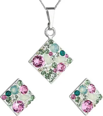 Produktbild von EVOLUTION GROUP 39126.3 Chrysolith-Set mit Swarovski-Kristallen (Ag925/1000, 4,8 g)