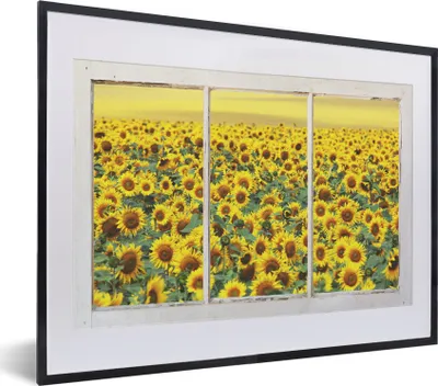 Produktbild von MuchoWow® MuchoWow® Gerahmtes Poster Transparent - Sonnenblume - Gelb 40x30 cm - Poster mit zchwarzem Bilderrahmen - Bilderrahmen - Poster im Rahmen