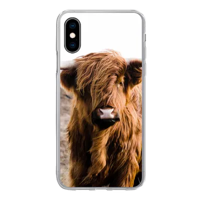 Produktbild von MuchoWow® Handyhülle Schutzhülle Hülle für iPhone X Schottische Highlander - Landschaft - Kuh - Braun - Tiere - Natur Silikon Softcase Handy Hülle - Handyhülle