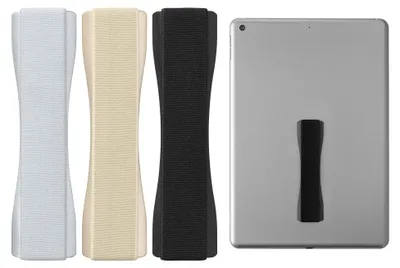 Produktbild von kwmobile 3x Tablet Fingerhalter Griff Halter - Selbstklebende Tablet PC Fingerhalterung kompatibel mit iPad Samsung Sony Tablets - Schwarz Gold Silber