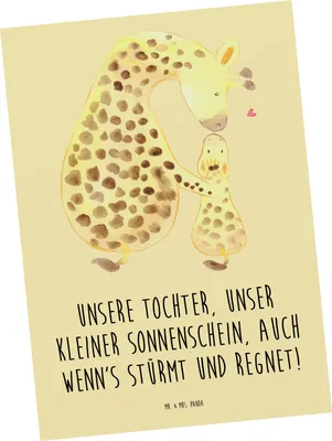 Produktbild von Mr. & Mrs. Panda bildkarte Tochter Sonnenschein - Gelb Pastell - Geschenk, Weihnachten, Grußkarte, Postkarten, Freude, Familie, Optimismus, Feiertage, Kunstkarten, Liebe