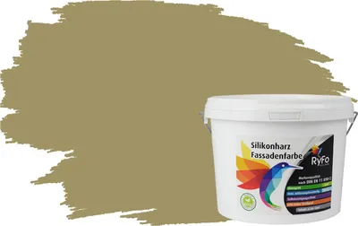 Produktbild von RyFo Colors Silikonharz Fassadenfarbe Lotuseffekt Trend Olivgelb 3l - bunte Fassadenfarbe, weitere Gelb Farbtöne und Größen erhältlich, Deckkraft Klasse 1
