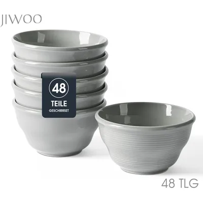 Produktbild von Schalen Set 48-teiliges Ø11,7 cm Keramik Müslischalen, Dessert-, Snack- & Eisschalen für 48 Personen – mikrowellen- & spülmaschinenfest