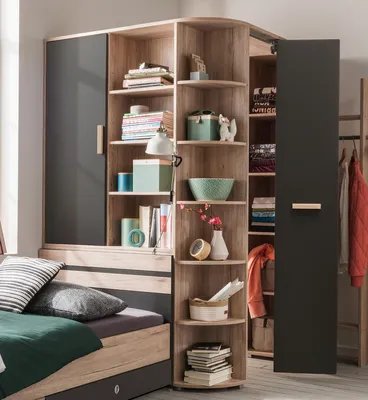 Produktbild von Eck-Kleiderschrank Drehtürenschrank Holzschrank Schrank begehbar "Canton V"