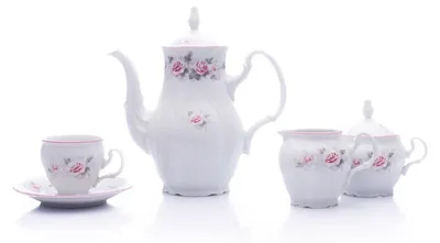 Produktbild von Kaffeeservice, tschechisches Porzellan, 170 ml, Bernadotte, rosa, rosa Linie, 15 d., Thun 1794