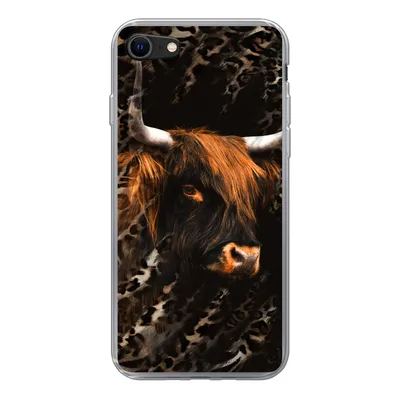 Produktbild von MuchoWow® Handyhülle Schutzhülle Hülle für iPhone 8 Schottischer Highlander - Pantherdruck - Schwarz Silikon Softcase Handy Hülle - Schutzhaube