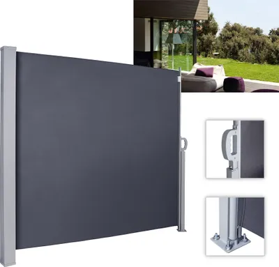 Obrázek produktu pro Wolketon Boční markýza-160 x 300 cm antracitová proti UV záření£¬Tear Resistant£¬Boční zástěna na ochranu soukromí Privacy Screen£¬for Balcony Terrace Retractable Awning