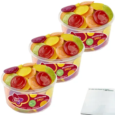 Produktbild von Red Band Fruchtgummi Smile 3er Pack (3x1200g Dose) + usy Block