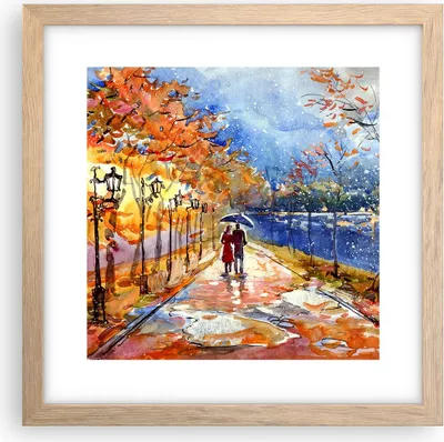 Produktbild von Gerahmtes Poster - Rahmen in heller Eiche - Park Paar Baum - 30x30 cm - Wand Bild - Wanddeko - Wandbilder - Kunstposter - Wandposter - Bilderrahmen - Bilder - Kunstdruck - Wandbild - P2NAC30x30-3557