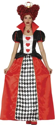 Immagine prodotto di Costume da Regina del Carnevale Cuore Giornata Mondiale del Libro fiaba regina abito rosso colletto fantasia avventura personaggio carnevale costume gioco di ruolo carnevale adulto dramma divertimento, taglia: 44 - 46 (XL) colore: rosso