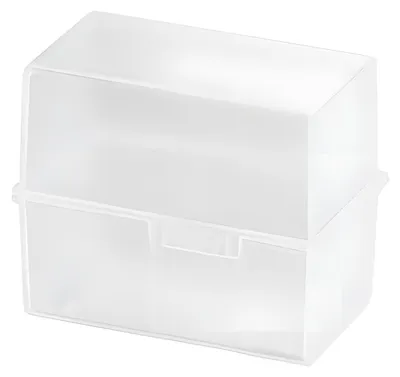 Produktbild von HAN Karteibox A8 quer - für 200 Karten mit Stahlscharnier, transparent