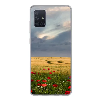 Produktbild von MuchoWow® Handyhülle Schutzhülle Hülle für Samsung Galaxy A71 Blumen - Weizen - Wolken Silikon Softcase Handy Hülle - Kartenbesitzer