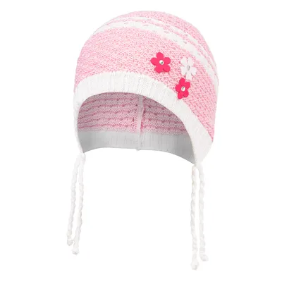 Produktbild von Mädchen Baby Mütze Übergangsmütze Strickmütze Kindermütze, Rosa-Weiß