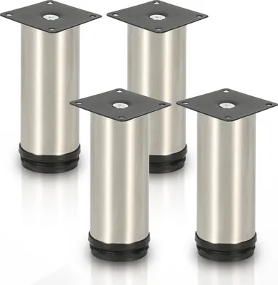 Produktbild von SWANEW 4x Möbelfuß Möbelfüsse Edelstahl Fuss Durchmesser 40 mm Höhe 200mm Schwarz Höhenverstellbar