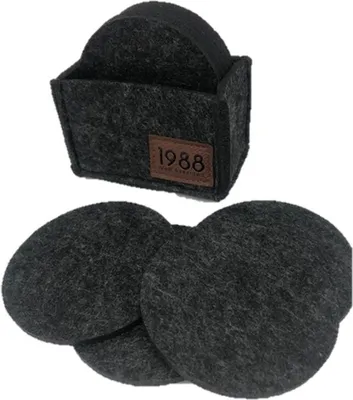 Produktbild von Filz Untersetzer - Deko Tischset + Aufbewahrungsbox I für Gläser & Tisch, 10er Set I 10cm I Rund, Anthrazit