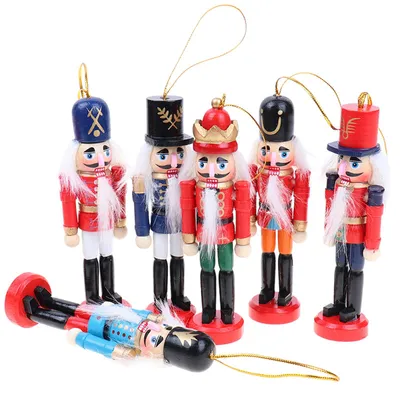 6er-Set Holz-Nussknacker-Soldaten, 12 cm, Weihnachtsdeko