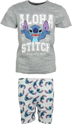 Produktbild von Disney Lilo und Stitch Kinder Jungen Schlafanzug Pyjama Shirt Hose – Grau / 122