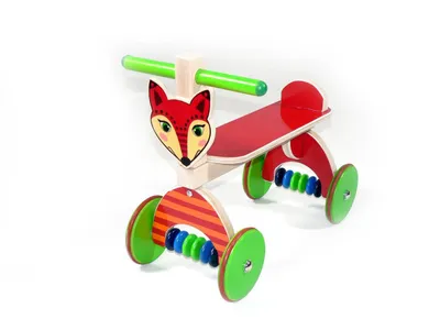 Produktbild von Hess Holzspielzeug 31178 - Rutscher aus Holz, Serie Fuchs, mit Gummibereifung, handgefertigt, für Kinder ab 12 Monaten, ca. 60 x 40 x 30 cm, als Lauflernhilfe und für unbeschwerten Fahrspaß