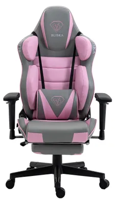 Produktbild von Chair Racing Chefsessel mit Sportsitz und ergonomsichen 4D-Armlehnen Schreibtischstuhl Drehstuhl,Farbe:Hellgrau / Rosa