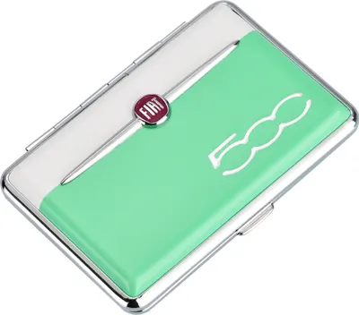Produktbild von ZIGARETTENETUI FIAT 500 für 12 Zigaretten Leder Metall Zigarettenbox Zigarettendose Dose Box Etui Case 62  (Hellgrün)