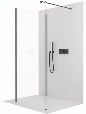 Obrázek produktu pro Sprchová zástěna Walk-in Onyx Corner Cube L/P - 8 mm - hranatá vzpěra - černá matná, transparentní sklo - 150x70x200 cm