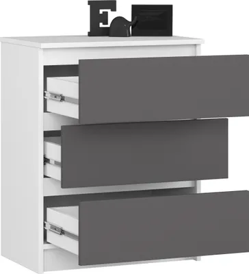 Produktbild von AKORD Furniture Factory OP0LK-6BIASZA002, Weiß, 3 Schublade(n), Matt, 16 mm, 51 cm, 400 mm