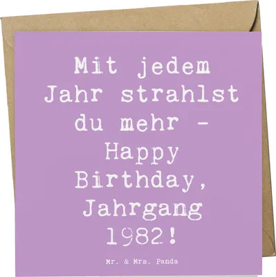 Produktbild von Mr. & Mrs. Panda Klappkarte Spruch 1982 Geburtstag Glanz - Lavendeltraum - Geschenk, faltkarte, Geburtstagsgeschenk, Alter, Grußkarte, anlasskarte, Happy Birthday