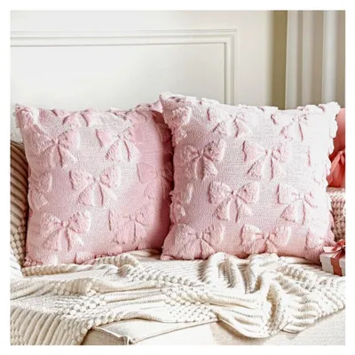 Produktbild von 2 Stück Kissenbezug 45x45 cm, Dekokissenbezüge für Wohnzimmer und Schlafzimmer (Rosa A)