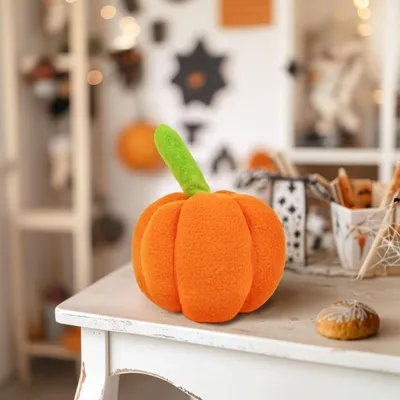 Produktbild von Halloween-Kürbis Dekoration aus Stoff - 9 x 9 x 9 cm