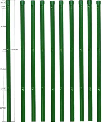 Produktbild von Famanu Metallzaunpfosten - Robuste Konstruktion - Mosgrün