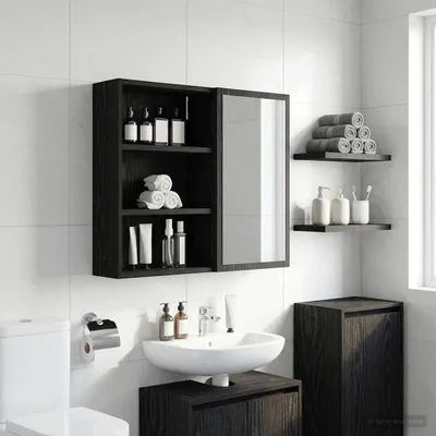 Produktbild von vidaXL Badezimmer-Wandschrank Schwarze Eiche 40 x 16 x 62,5 cm